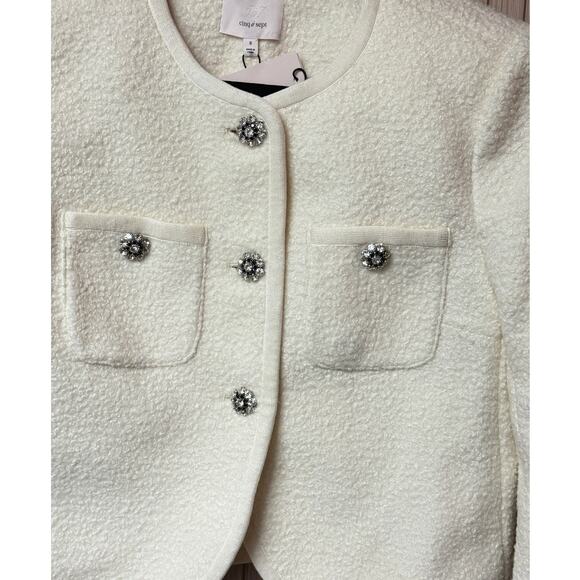 Cinq à Sept Women’s Junia Collarless Jacket Ivory Size 8 - Picture 3 of 13